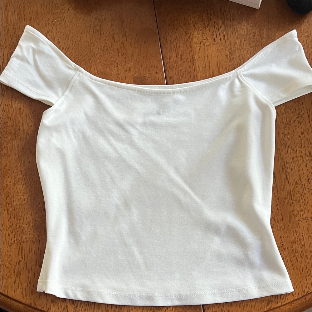 Anthropologie Off-Shoulder White Crop Top
